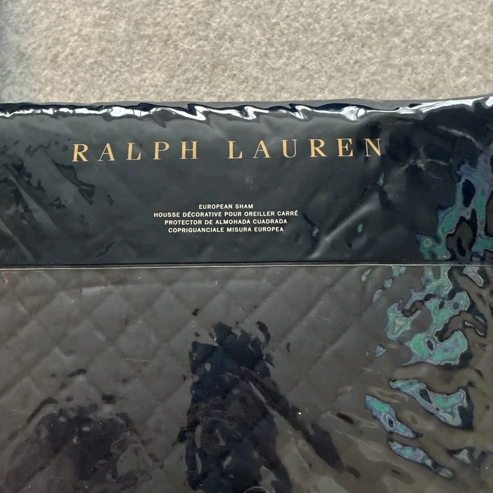 Ralph Lauren Wyatt Polo Navy Blue Quilted Euro Sham NEW Designer $145